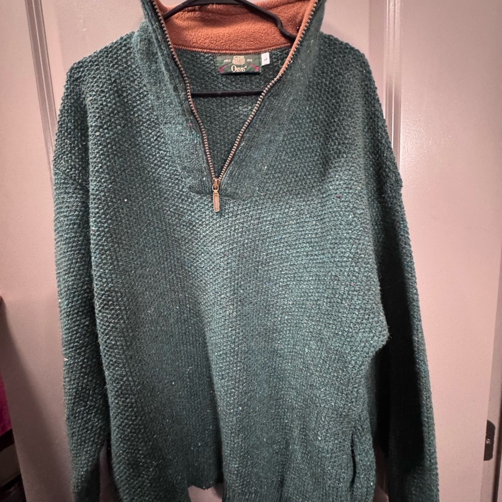 Orvis Forest Green Zip-Up Sweater